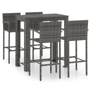 Set Bar da Giardino 5 pz | Set Salotto da Giardino con Braccioli in Polyrattan Grigio