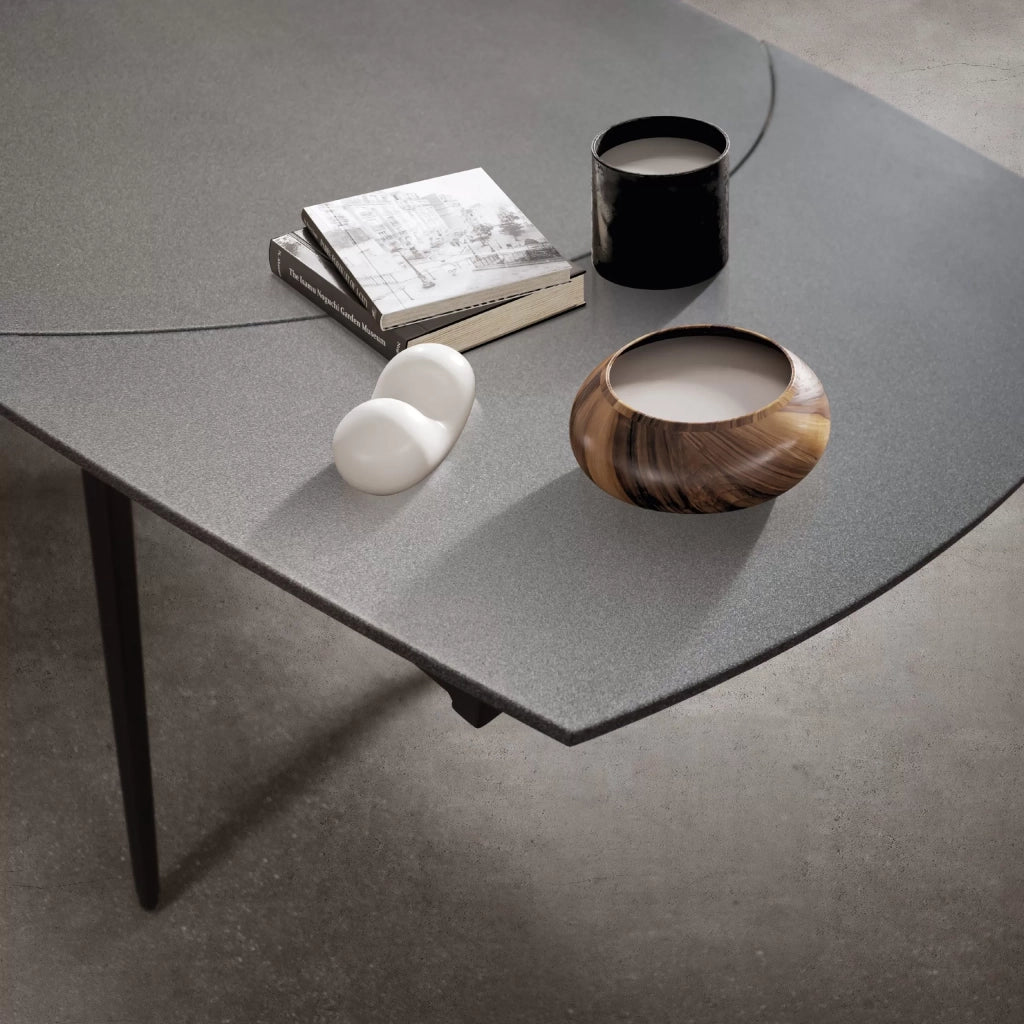 Mobili 2g - tavolo moderno allungabile piano ceramica grigio grafite 120x90x78