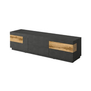 Mobile TV 200 cm KILES con 6 grandi cassetti - Dimensioni 206.3 x 53.6 x 50.3 cm