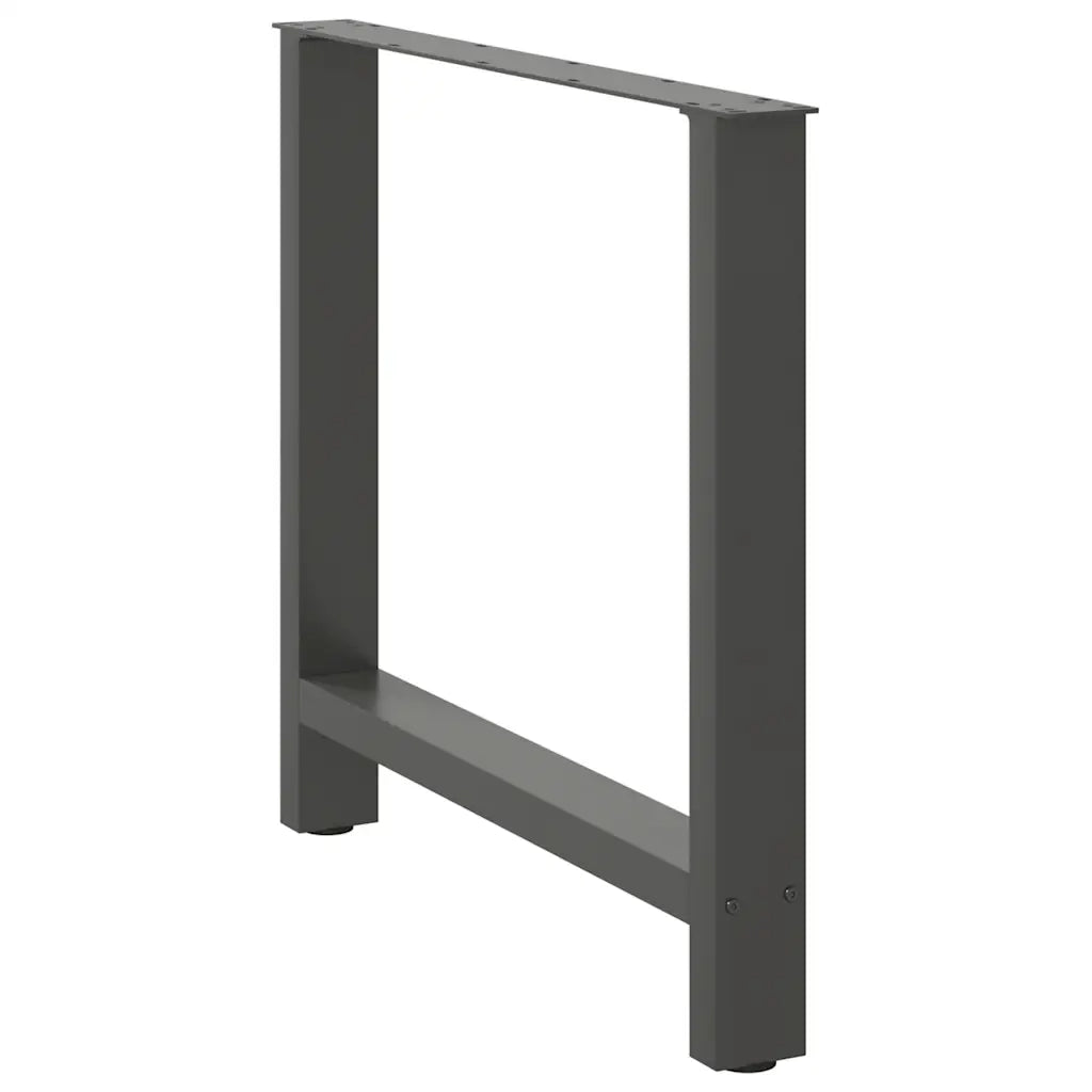 Gambe per tavolo da pranzo antracite 2 pz 80x(72-73) cm in acciaio 4013314