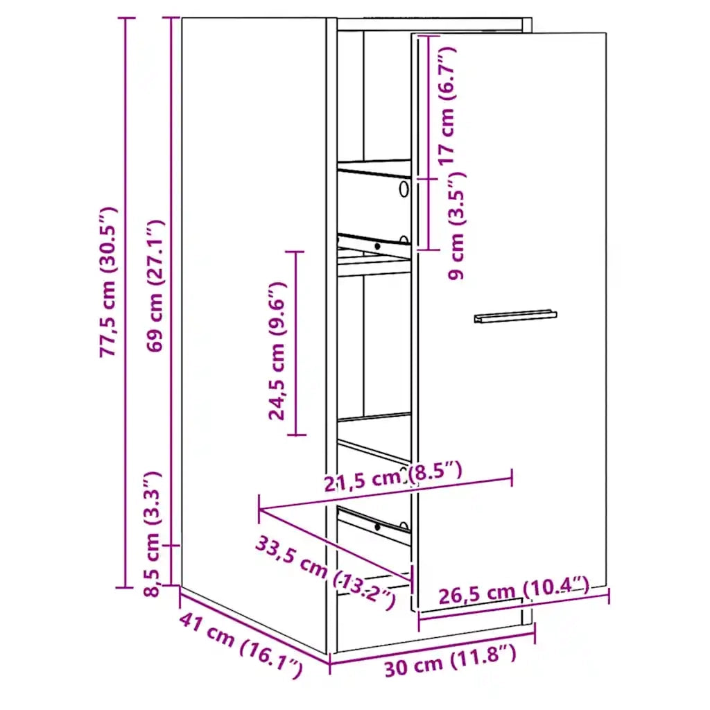 vidaXL Armadietto da Farmacia Rovere 30x41x77,5 cm in Truciolato