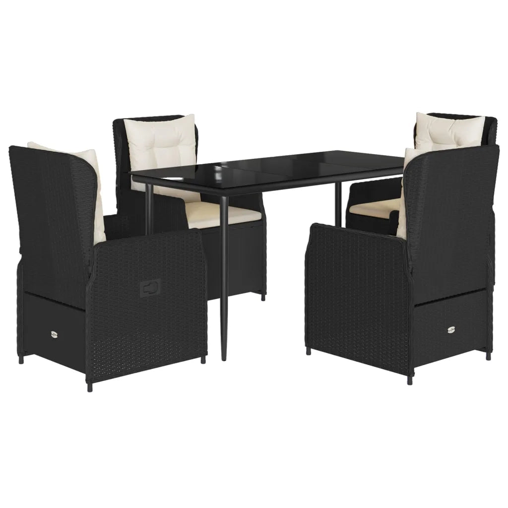 Set da Pranzo da Giardino 5 pz Nero con Cuscini in Polyrattancod mxl 93172