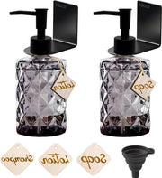 Dispense per sapone da bagno con fissaggio alla parete - vetro vintage nero - 330 ml - bagno cucina
