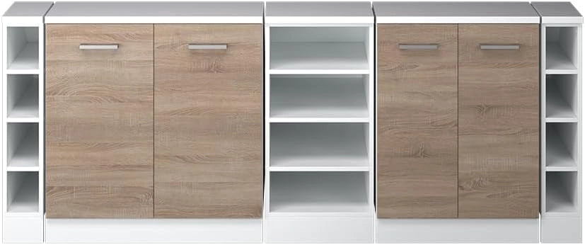 Set di mobili sottotetto Rion, Sonoma, 210 cm Set di 5 carcasse armadio profondità 60 cm, adatto per il salvaspazio sotto tetti spioventi