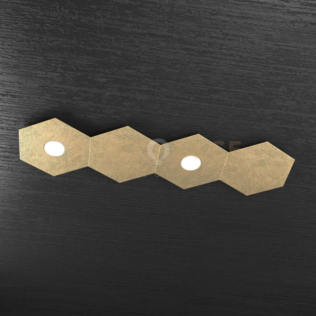 HEXAGON APPLIQUE-PLAFONIERA 2 LUCI + 2 DECORATIVO FOGLIA ORO 1142-2L2D-FO