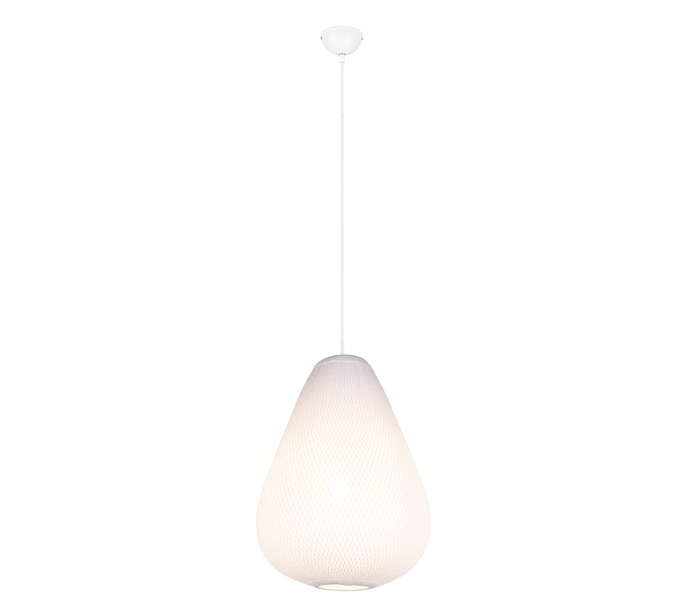 Lampada a sospensione, tessuto e metallo, bianco, D 35 cm, Janine