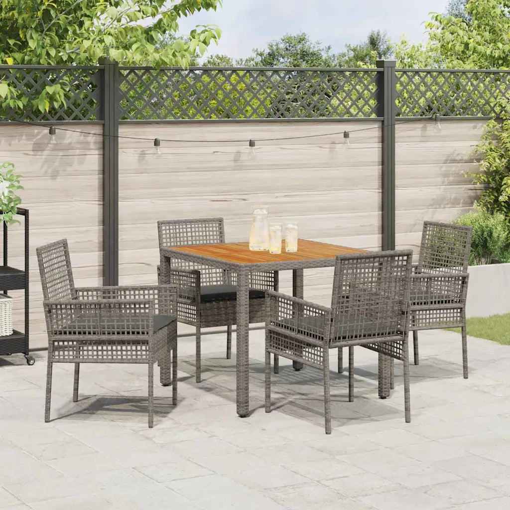 Set da Pranzo per Giardino 5 pz | Set Salotto da Giardino Grigio polyrattan