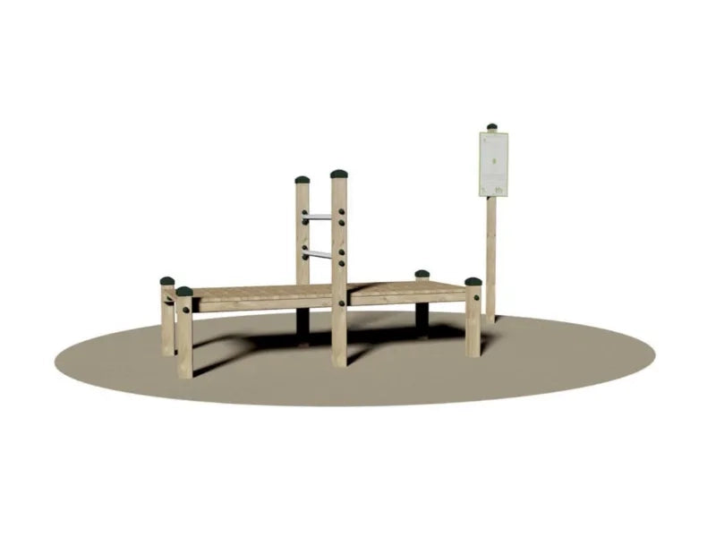 Flessione Tronco Panca Orizzontale Giochipark legno 9x9cm acciaio Ø 4cm EN 16630