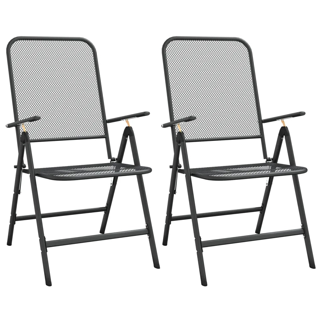 Set da Pranzo per Giardino 3pz | Set Salotto da Giardino Rete Metallica Espansa Antracite