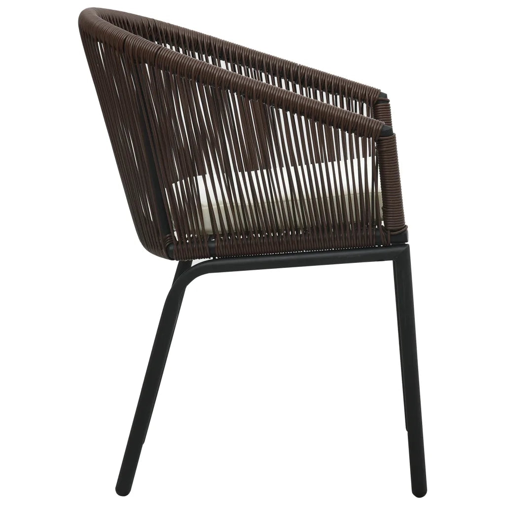 Set da Bistrot 3 pz con Cuscini in Polyrattan Marrone   cod mxl 36249
