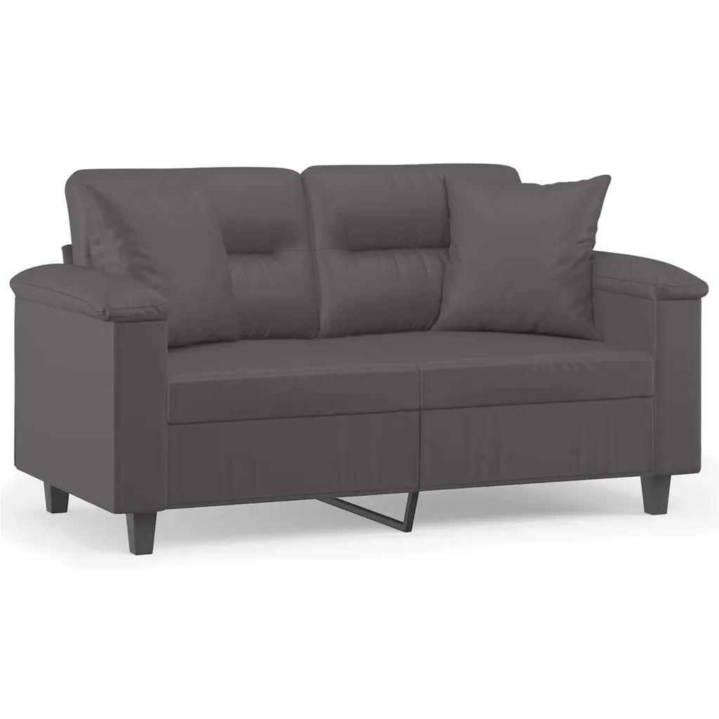 Divano | Divano da soggiorno | Sofa a 2 Posti con Cuscini Grigio 120 cm in Similpelle