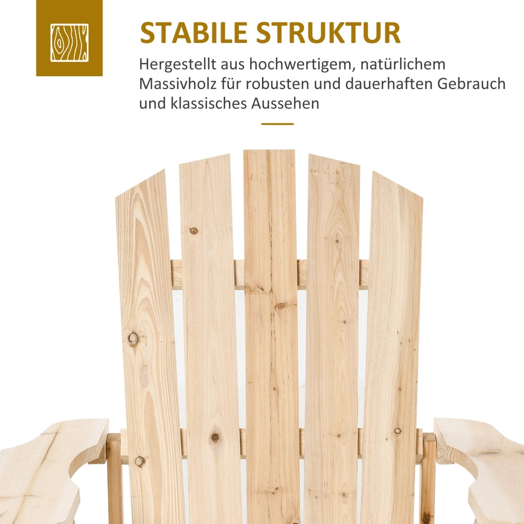 Sedia Adirondack in legno impermeabile; schienale alto e braccioli; comoda sedia da giardino
