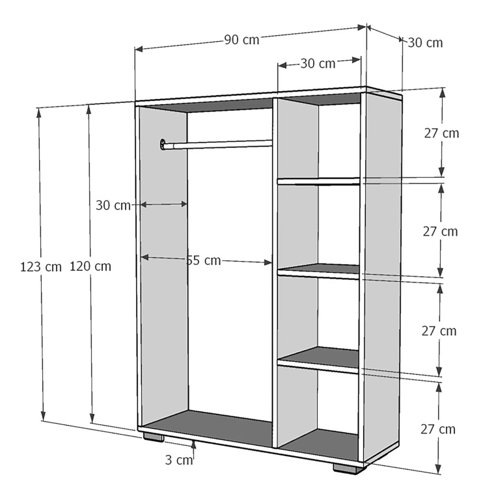 Mobiletto con 4 scomparti portaoggetti 123 x 90 x 30 cm bianco 03_0006359