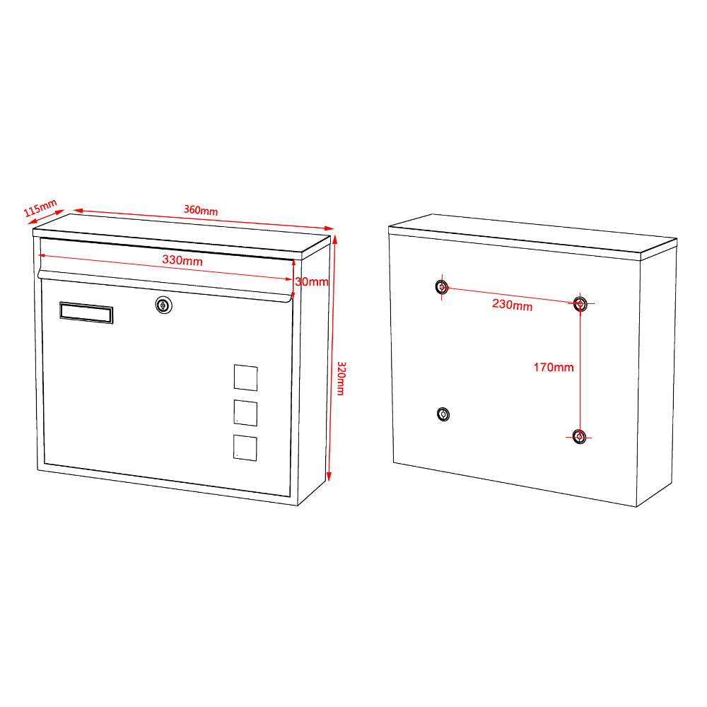 Cassetta postale singola V12 in acciaio inox con finestrelle e vetrino portanome