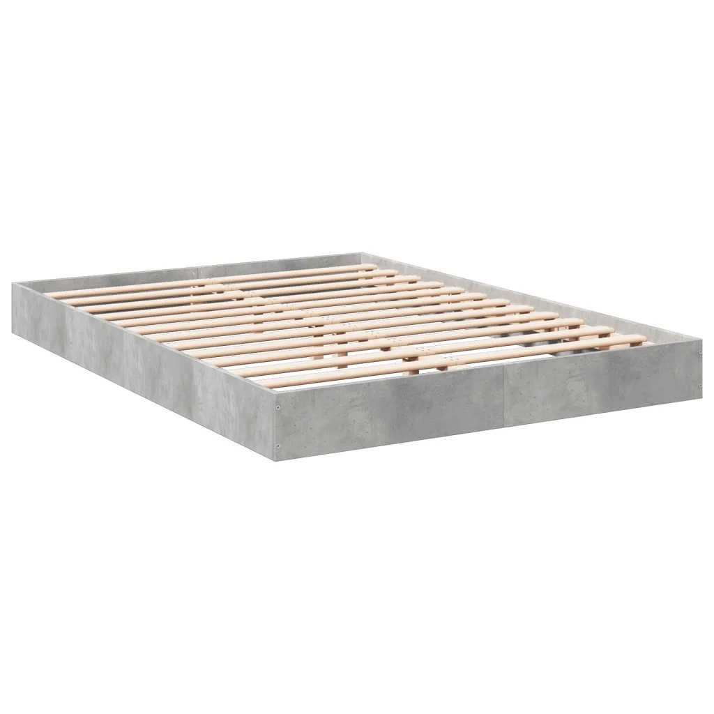 Letto matrimoniale | Letto per adulti | Giroletto Grigio Cemento 140x200 cm in Legno Multistrato