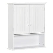 kleankin Mobile Bagno Sospeso con Armadietto a 2 Ante e Ripiano Aperto, Mensola Interna Regolabile, Bianco