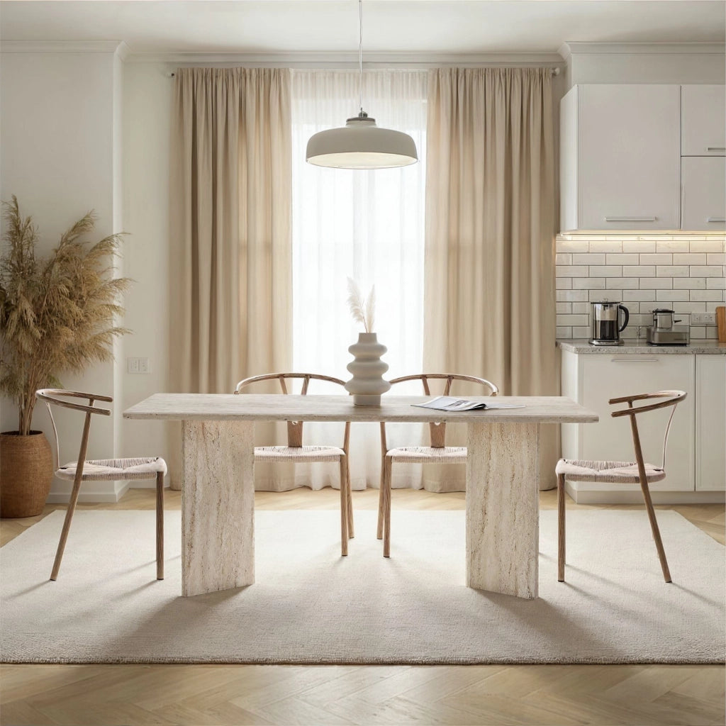 Tavolo da pranzo in legno "Linza" 180 x 90 x 75 cm - Travertino
