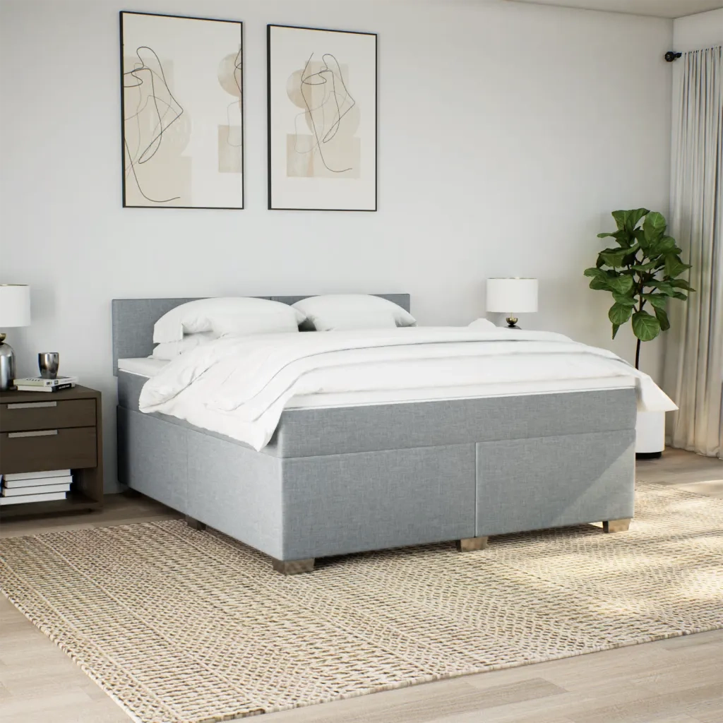 Giroletto a Molle con Materasso Grigio Chiaro180x200 cm Tessuto