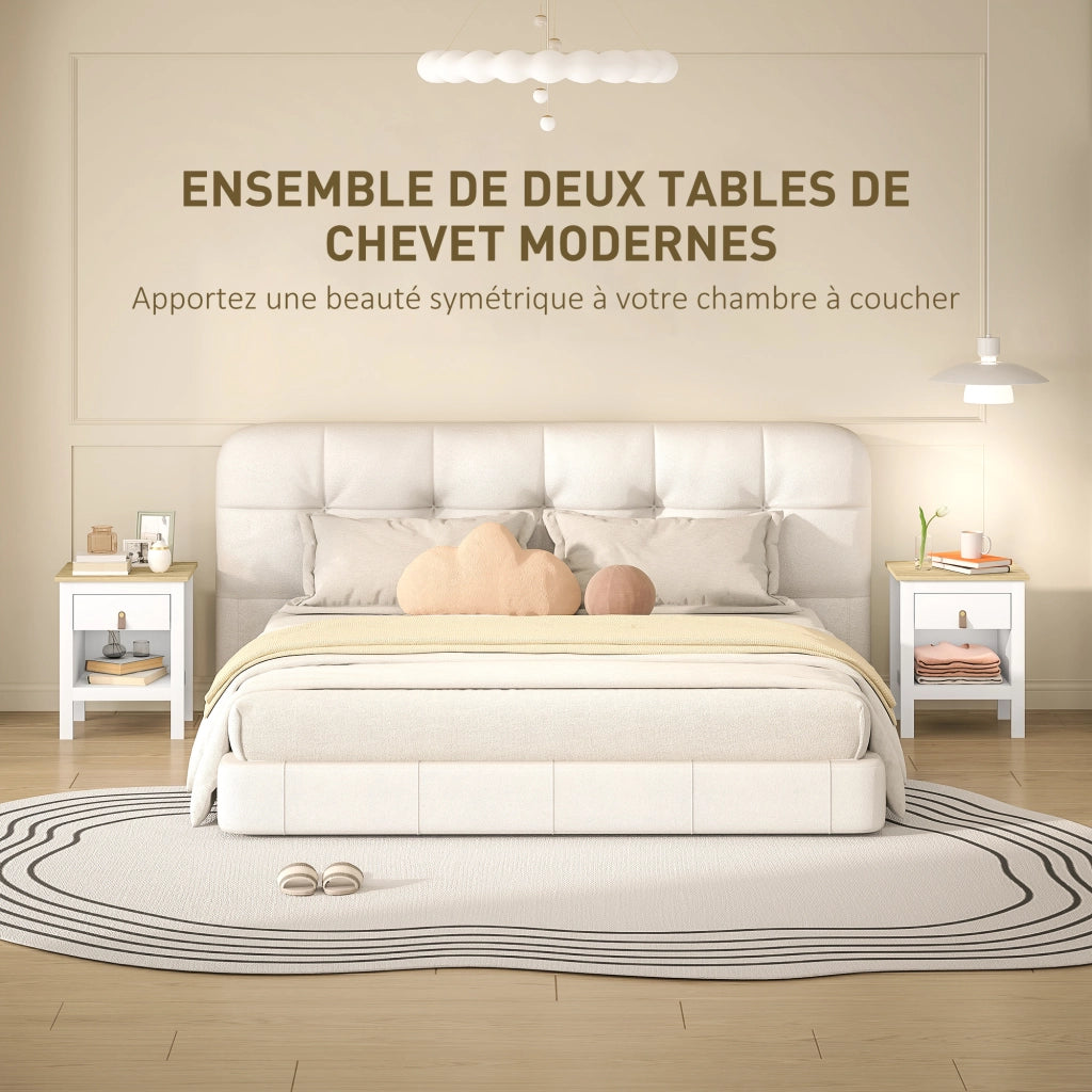 Comodino con cassetto e vano aperto ¨C zephmum ¨C bianco 45x40x55 cm