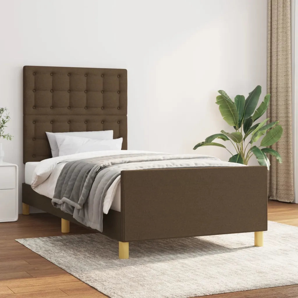 Letto singolo | Letto per adulti | Giroletto senza Materasso Marrone Scuro 100x200 cm Tessuto