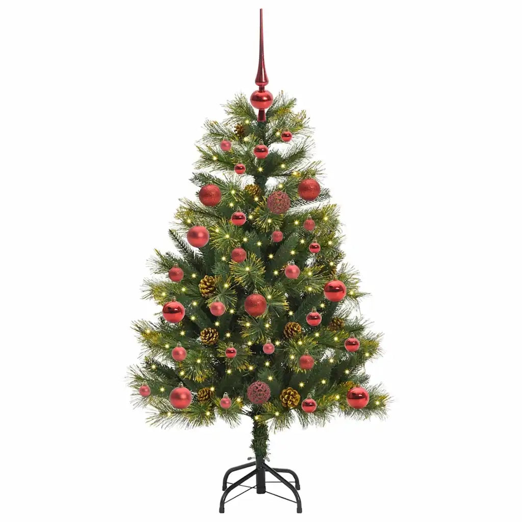 Albero di Natale | Decorazioni natalizie artificiale pieghevole con coni Verde 120 cm