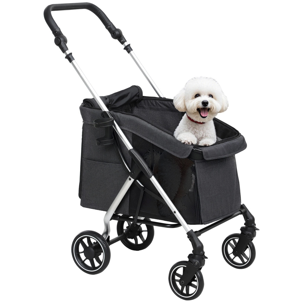Carrello per cani ¨C zephmum ¨C 4 ruote pieghevole cuscino lavabile grigio