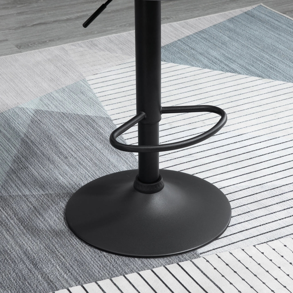 EasyComfort Set 2 Sgabelli da Bar con Altezza Regolabile, Base in Metallo e Seduta Finta Pelle, Sgabelli Alti Moderni Girevoli con Schienale e Poggiapiedi 46x48x83-104cm, Grigio e Nero