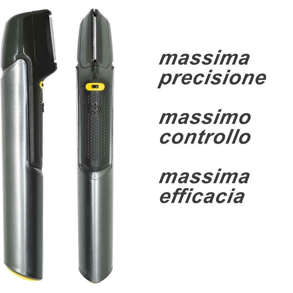 Trade Shop - Rasoio Professionale Elettrico Trim-max Senza Fili Luce Led Kit 5 Testine Barba Capelli -