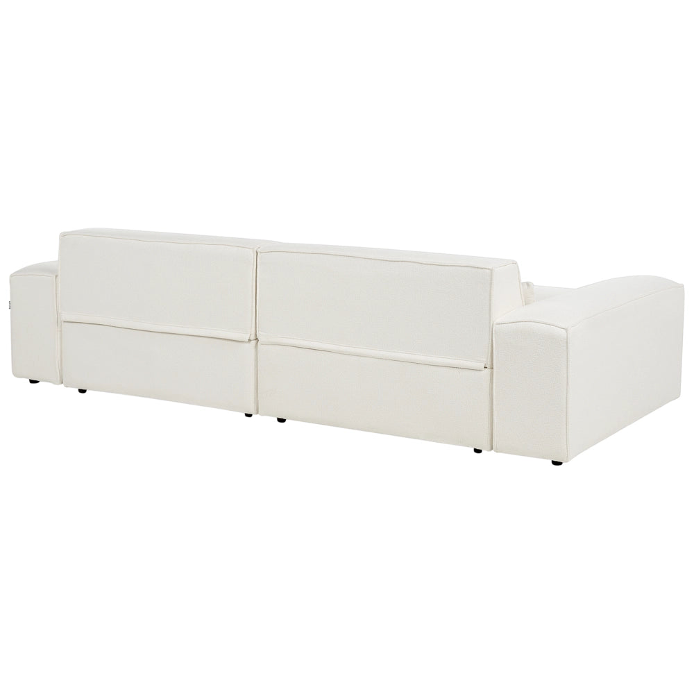 Divano componibile a 2 posti con ottomana Divano componibile in bouclé bianco con gambe nere Soggiorno moderno