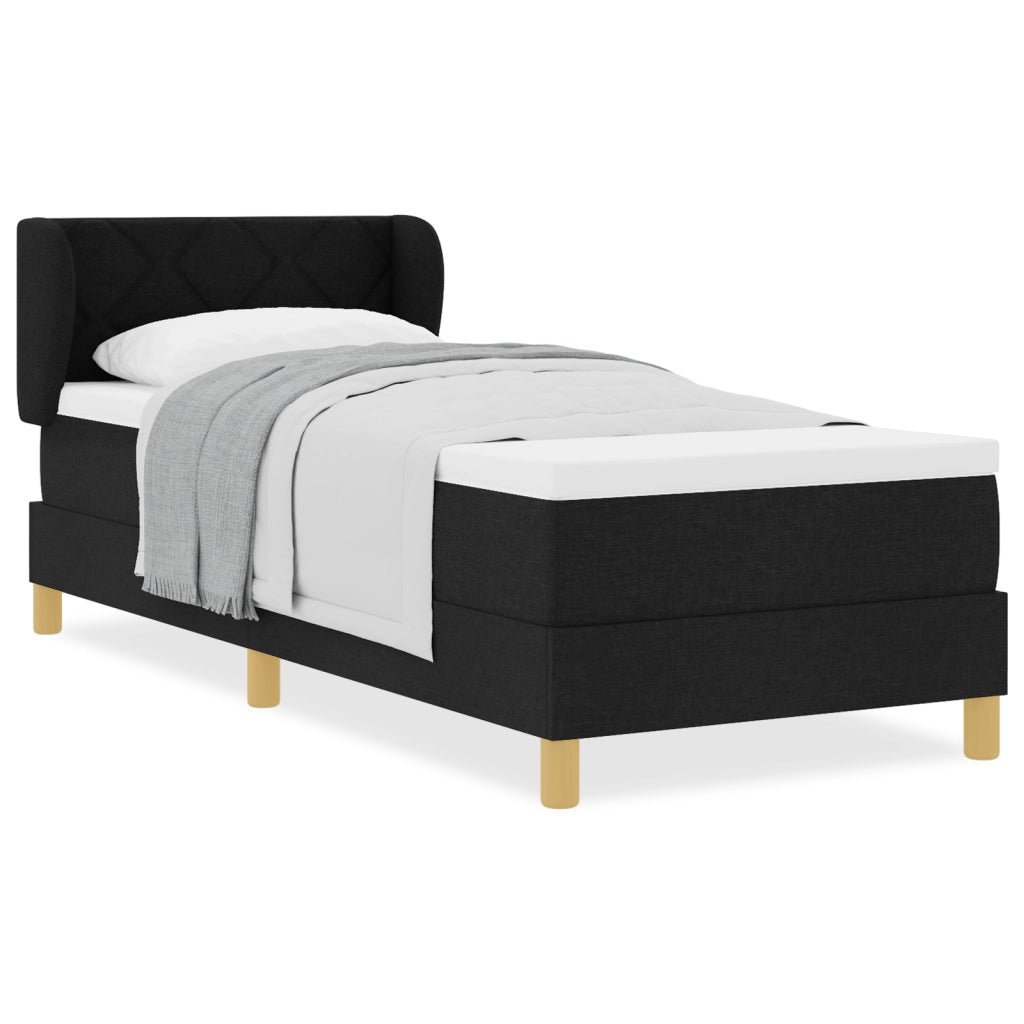 Letto con Materasso Box Spring Nero 80x200 cm Tessuto