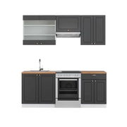 Cucina componibile Fame-Line Antracite-oro/Bianco 200 cm, PL Rovere Vicco