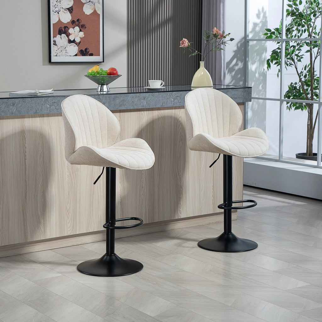 Sgabelli da bar con schienale ¨C zephmum ¨C beige, struttura in metallo, altezza regolabile