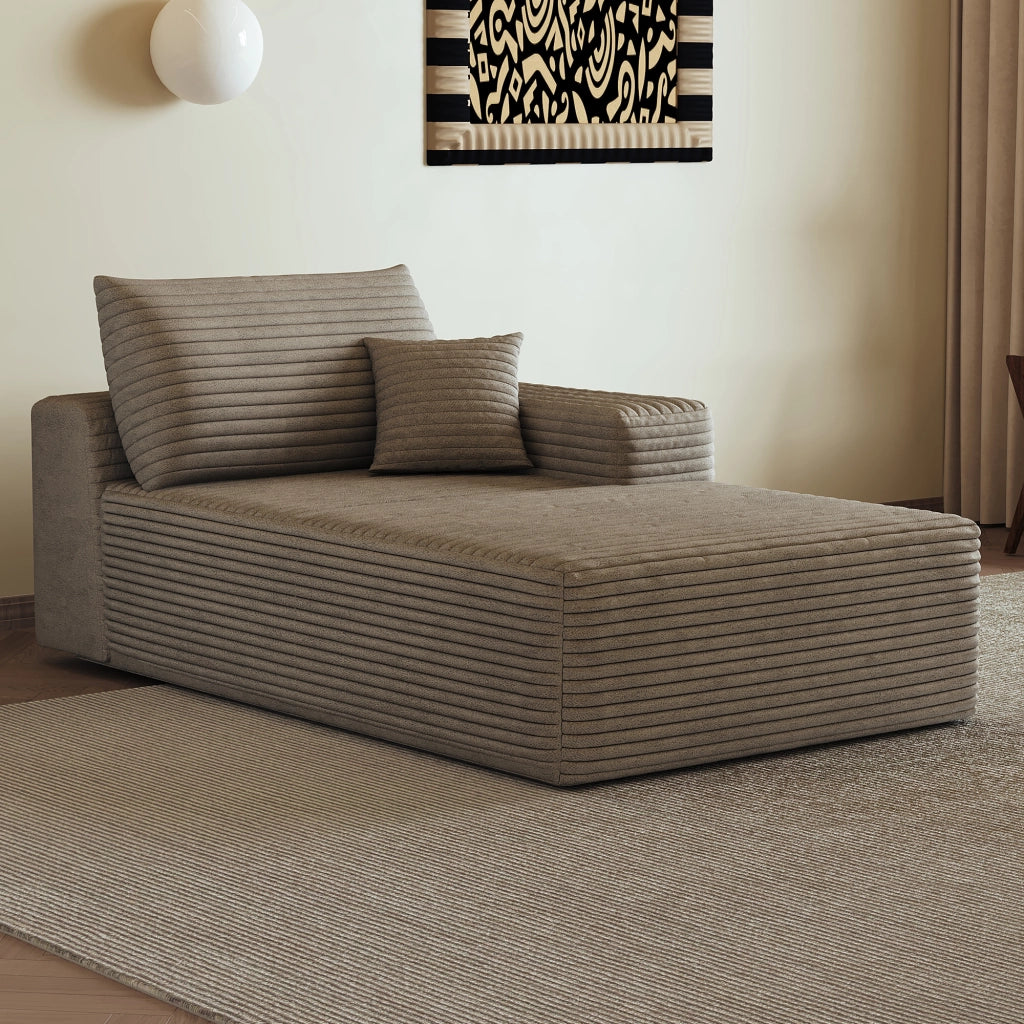DIVANO LETTO Chaise longue reversibile in tessuto Camel