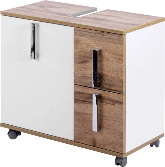 Cassettiera da bagno - Ideale per la camera da bagno: Cassettiera per la camera da bagno per l'archiviazione di prodotti di pulizia, asciugamani, 

Modello: WC-1234
Dimensioni: 60 x 30 x 20 cm
Capacità: 10 kg
Materiale: Legno massello
Colore: Bianco