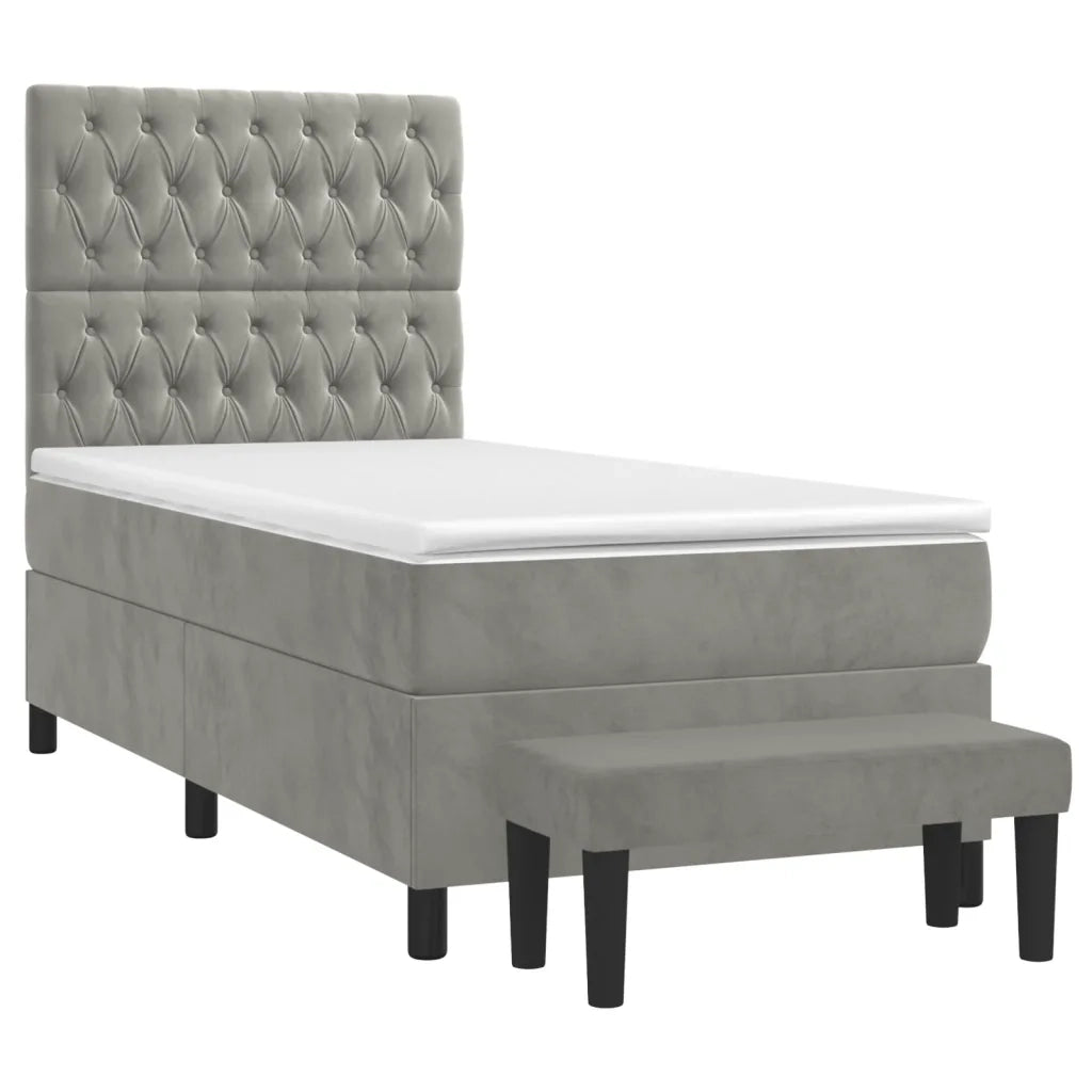 Giroletto a Molle con Materasso Grigio Chiaro 100x200cm Velluto 3138007