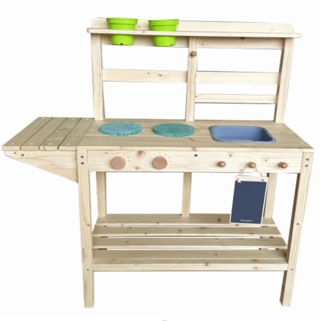Cucina da esterno per bambini 75 x 30 x 88,5 cm con lavello multiuso 2 fornelli stile naturale finitura in legno 20_0017251