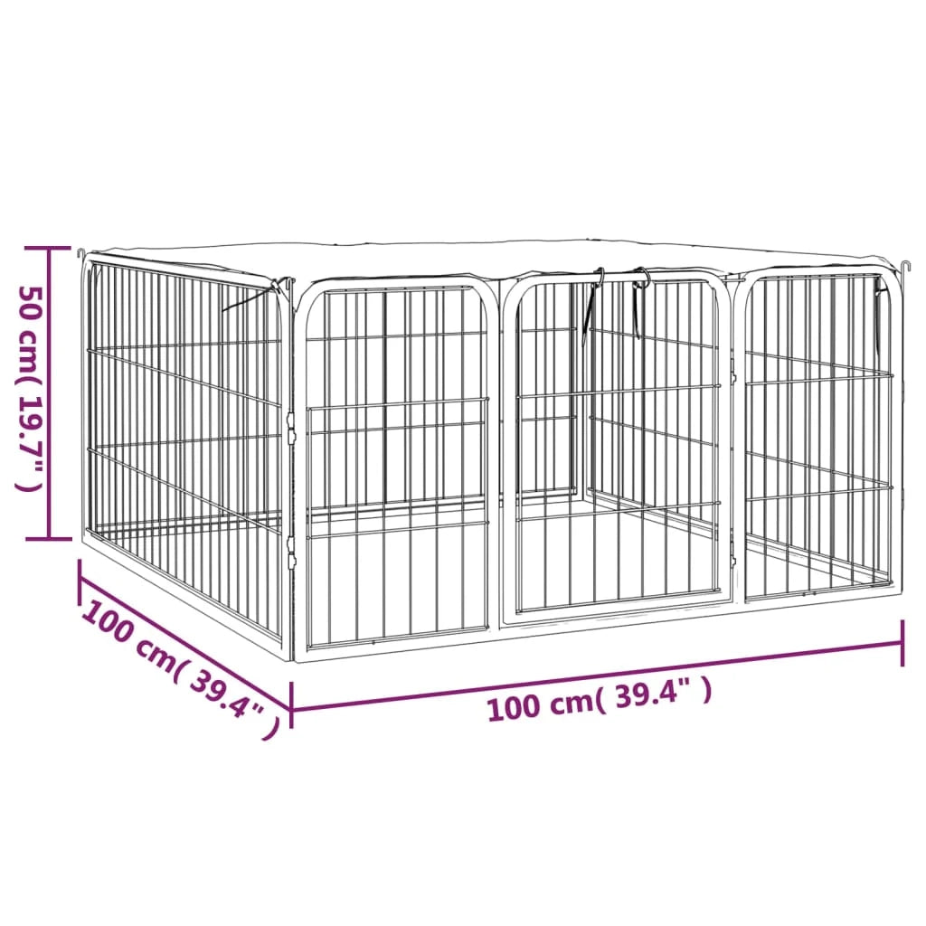 Recinto per cani 4 pannelli 100 x 50 cm acciaio verniciato a polvere nero 02_0043636