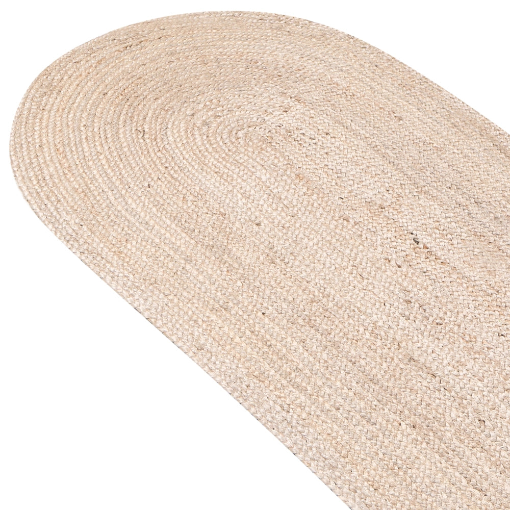 Tappeto beige in juta 80 x 300 cm intrecciato ovale adatto al riscaldamento a pavimento Soggiorno naturale Camera da letto