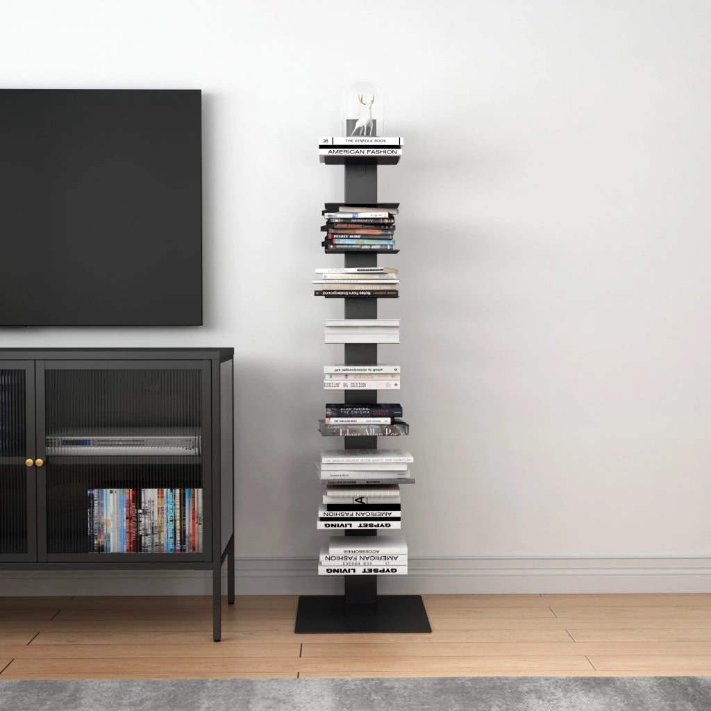 Libreria a Schienale Eksjö Scaffale a 10 Ripiani 150 x 39 x 39 cm Acciaio Nero [en.casa]