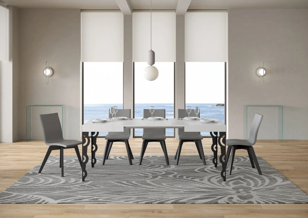 Tavolo allungabile 70x110/194 cm Karayan Bianco Frassino telaio Antracite
