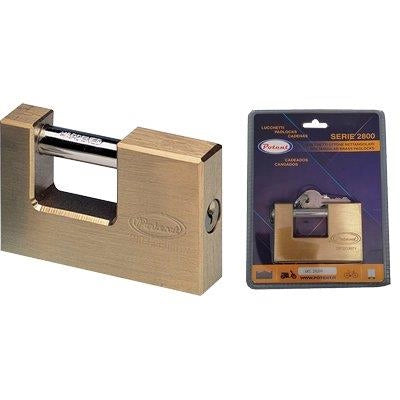 LUCCHETTO RETTANGOLARE 2800B POTENT  OTTONE SATINATO CHIAVI 2 MM 90