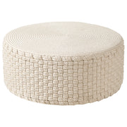 Pouf da giardino in materiale sintetico beige chiaro ⌀ 70 cm Pouf da esterno intrecciato a mano in stile boho