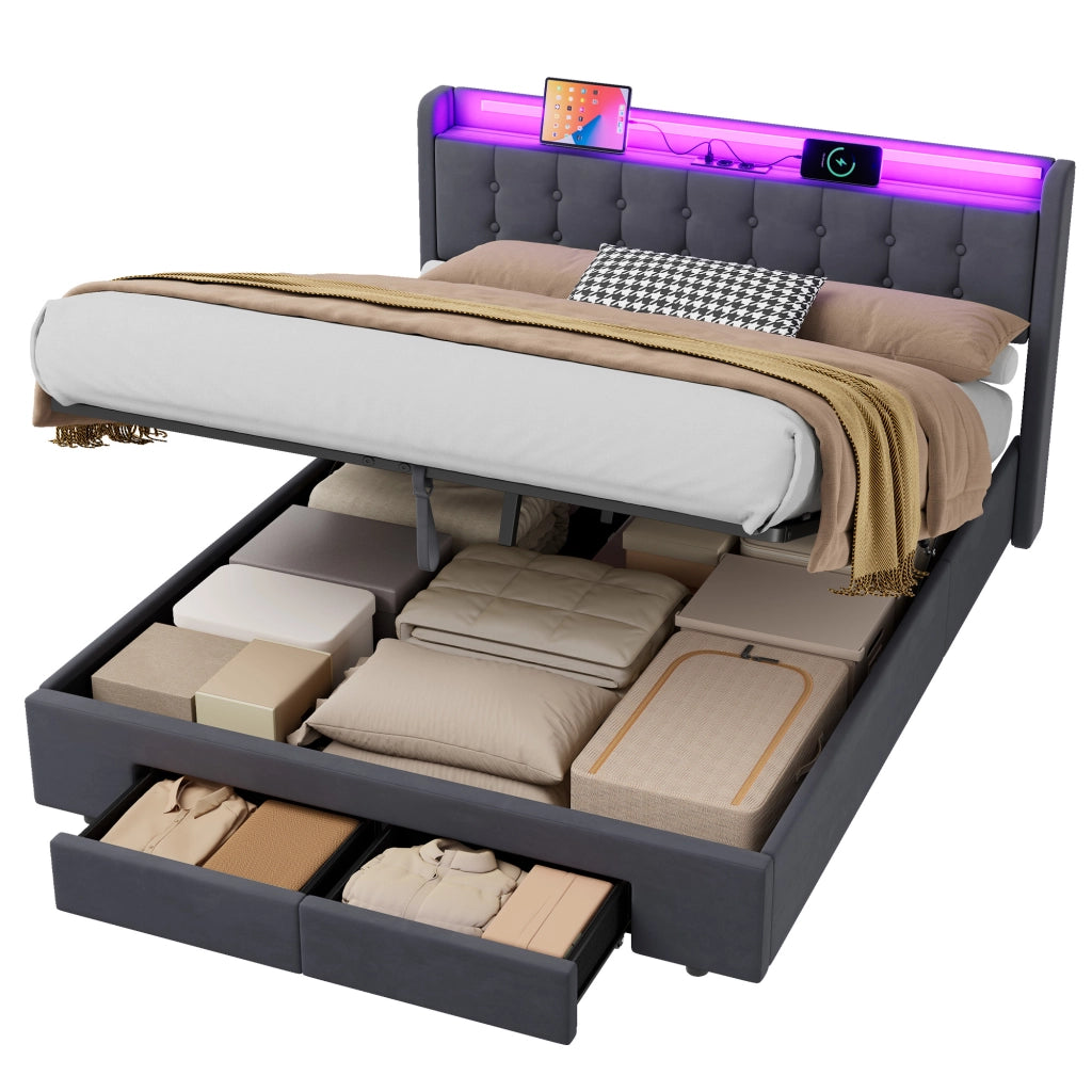 Letto contenitore 160x200 cm, colore grigio