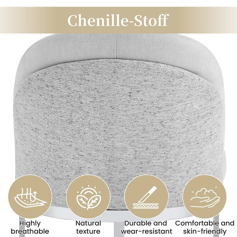 Set 2 sedie da pranzo ¨C Minimal ¨C grigio chiaro tessuto chenille gambe metallo argento stile moderno