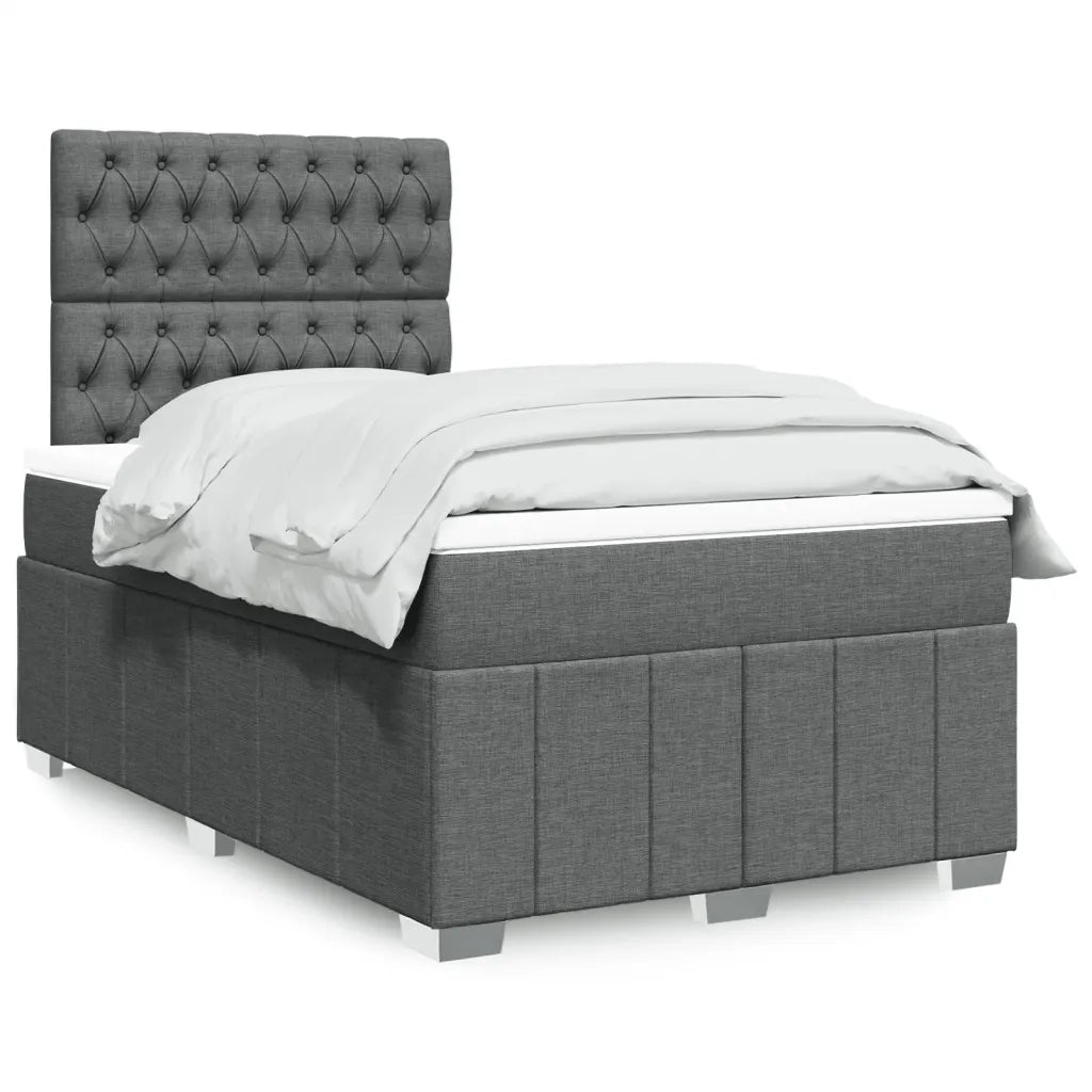 Giroletto a Molle con Materasso Grigio Scuro 120x190cm Tessuto