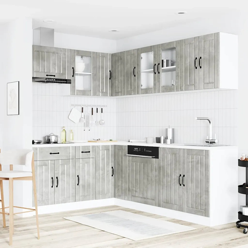 Set Mobili da Cucina 11 pz Lucca Grigio Cemento in Truciolato 3314895