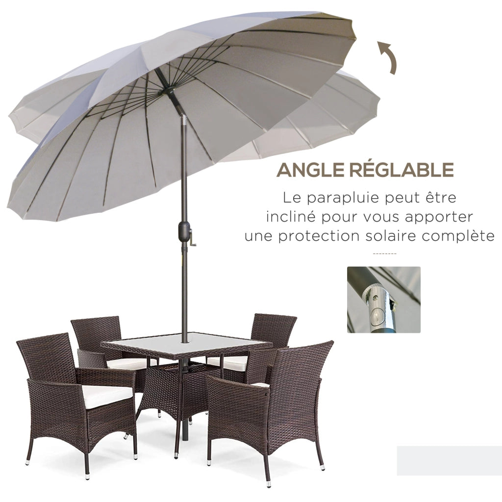 Ombrellone da giardino inclinabile rotondo ¨C zephmum ¨C grigio, metallo, fibra di vetro, ? 2.5 m
