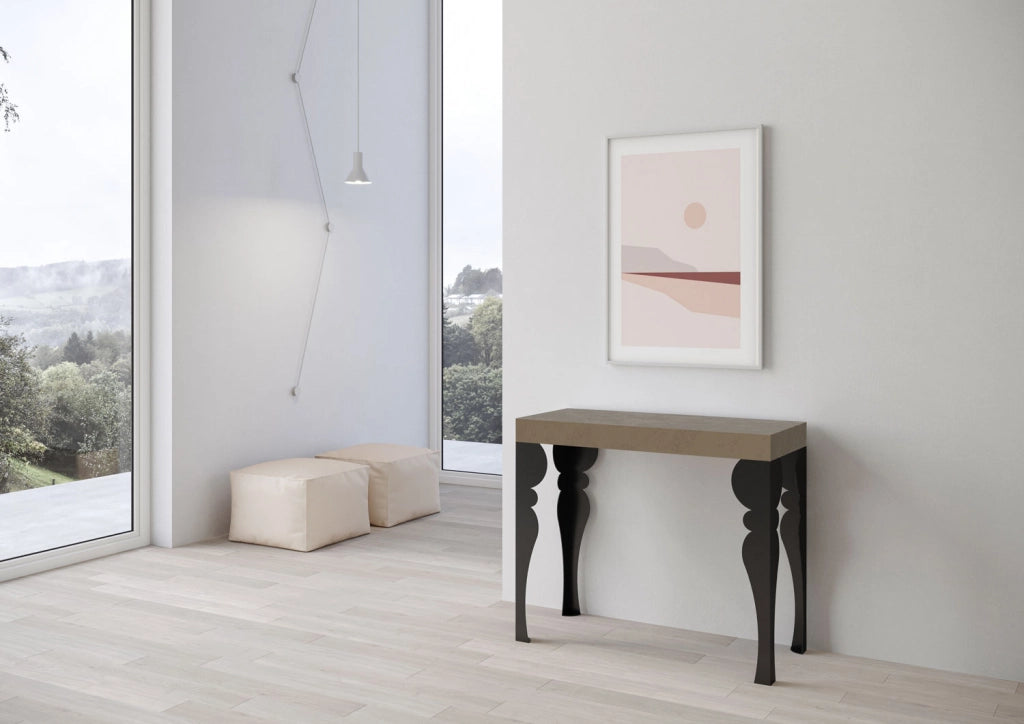 Consolle allungabile 90x40/196 cm Paxor Small Tortora telaio Antracite