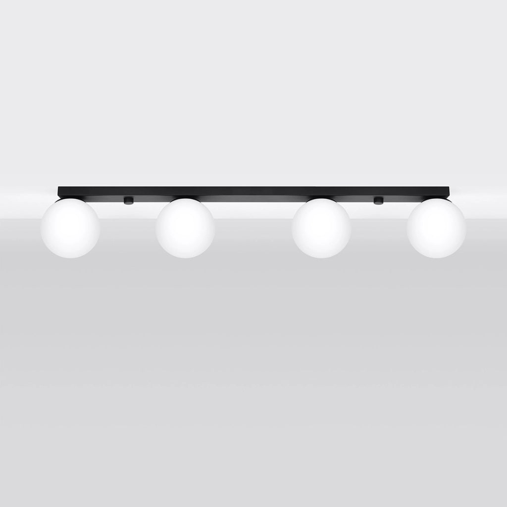 Lampada da soffitto YOLI French Sky in acciaio nero e vetro, moderna a 4 luci