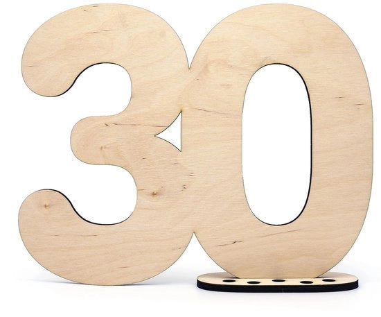 Diario di ospiti in legno con decorazione standard per 30° compleanno - 1 pezzo - legno naturale